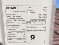 When should you service your air conditioner? 1 Hitachi air conditioner model number plate