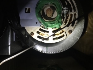 Melted air conditioner fan motor mount
