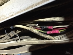 Broken electrical wire connection