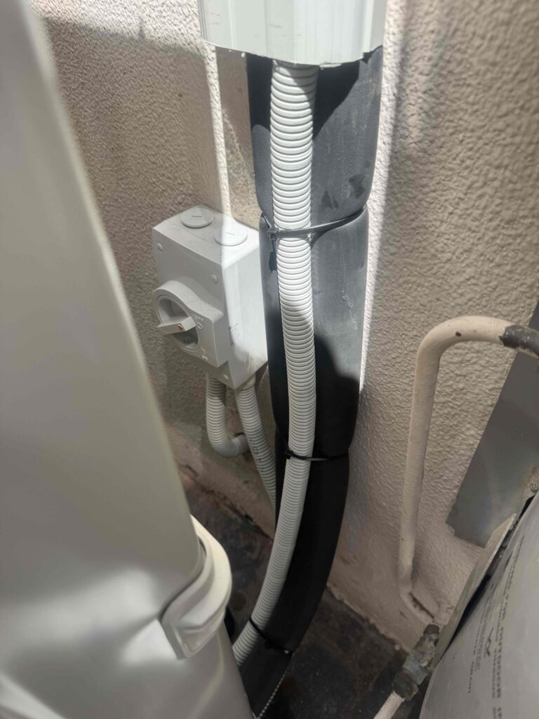 Air Conditioning Installation Mistakes 6 Black UV resistant insulation pipework