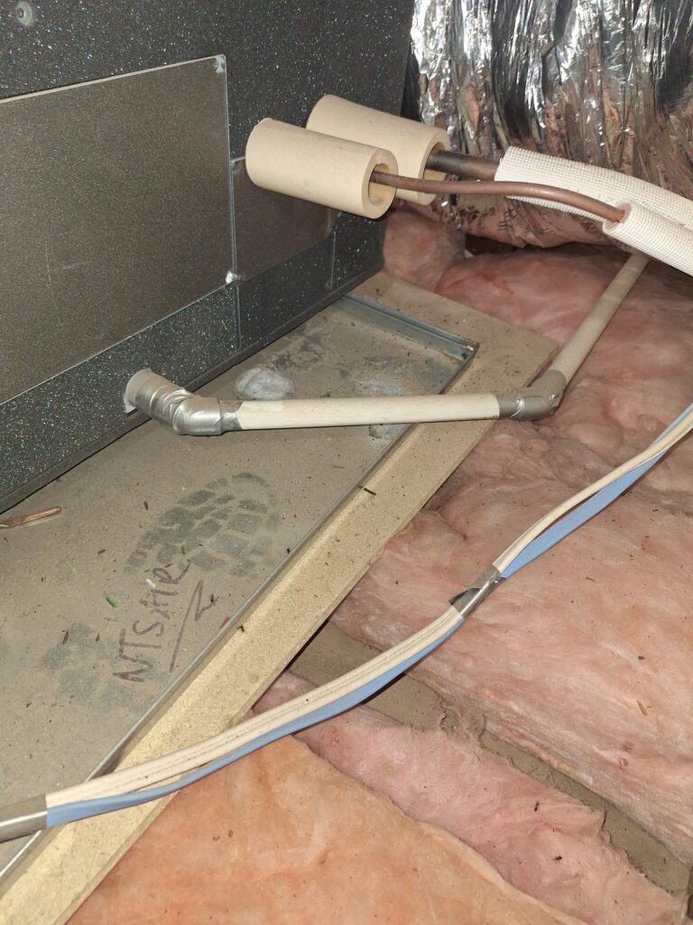 Air Conditioning Installation Mistakes 40 Drains undersized, sealed with duct tape, not enough isolation springs under indoor unit. No insulation on pipes